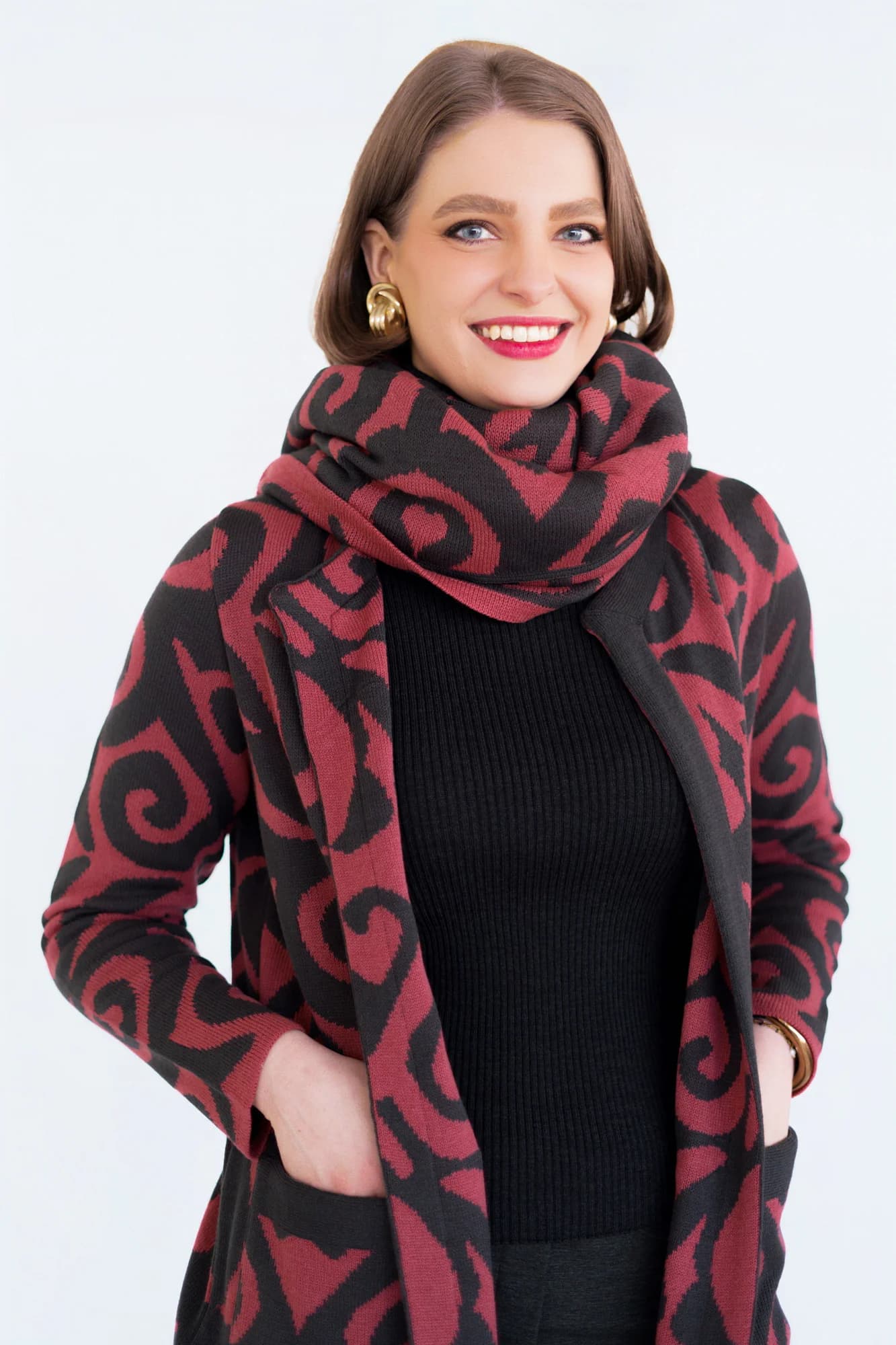 Look ROSANA: Jacke, Schal und Top